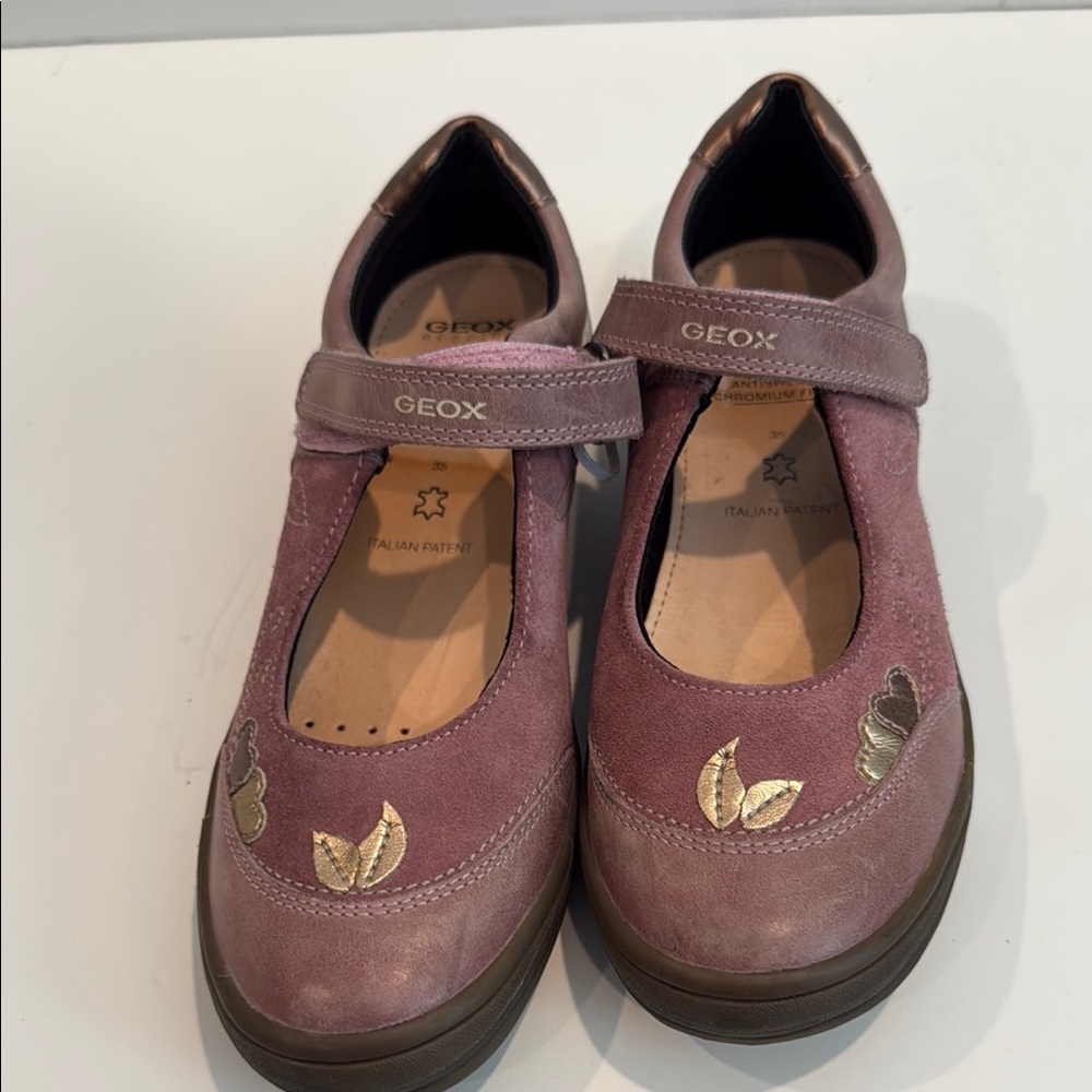 Geox Respira girls Euro 35 Pink purple Gold Maryjane shoes leather US 4 5